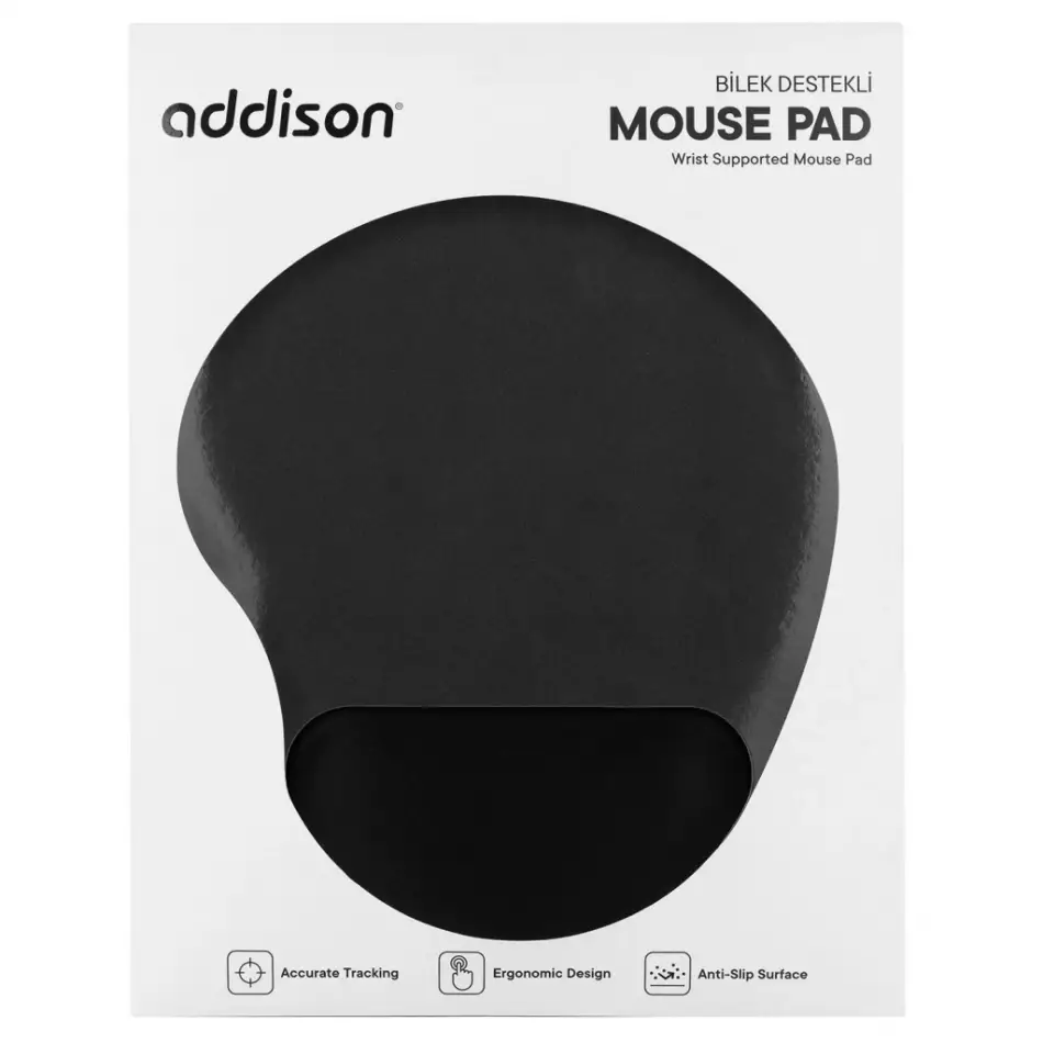 Addıson 300521, 250x197x5mm, Bileklik Destekli, Mouse Pad (siyah)