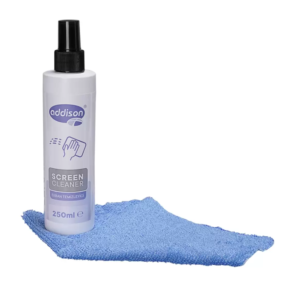 Addıson 300871, Ekran Temizleyici Sprey 250ml. Microfiber Bez İle Birlikte
