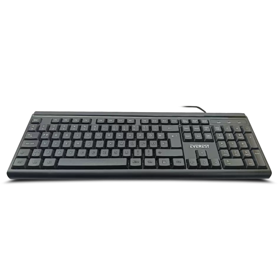 Everest Kb-741f, Usb Kablolu, Türkçe F,  2 Metre Bakır Kablolu, Standart Klavye (siyah)