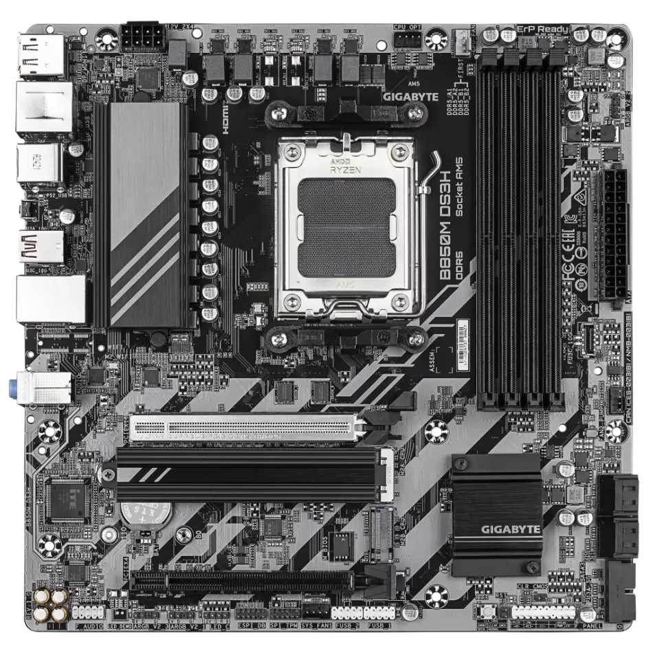 Gıgabyte B850m Ds3h, 4xddr5, 2xm.2, 2xdp, Hdmı, Type-c, Am5 Soket Gamıng Anakart