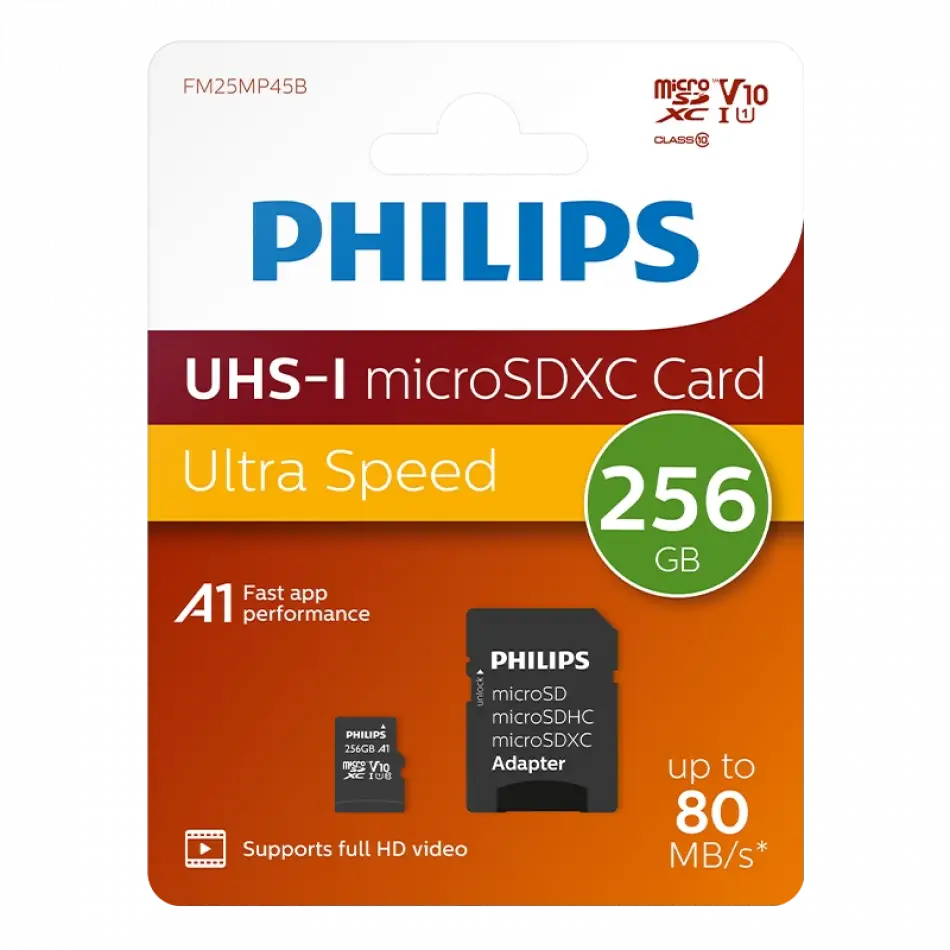 Phılıps 256gb Mıcro Sdxc 80 Mb/s C10 Fm25mp45b/00