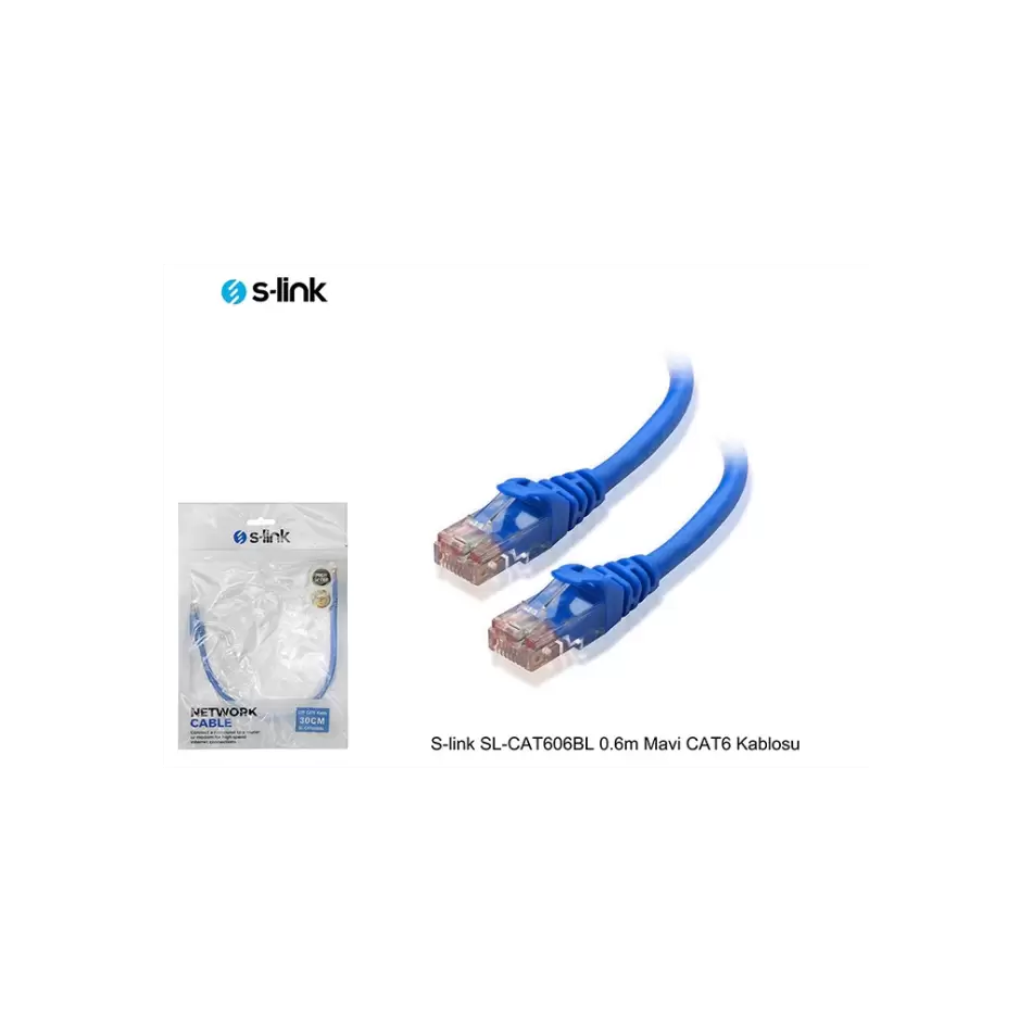 S-lınk Sl-cat606bl Cat6 Patch 60cm Kablo (mavi)