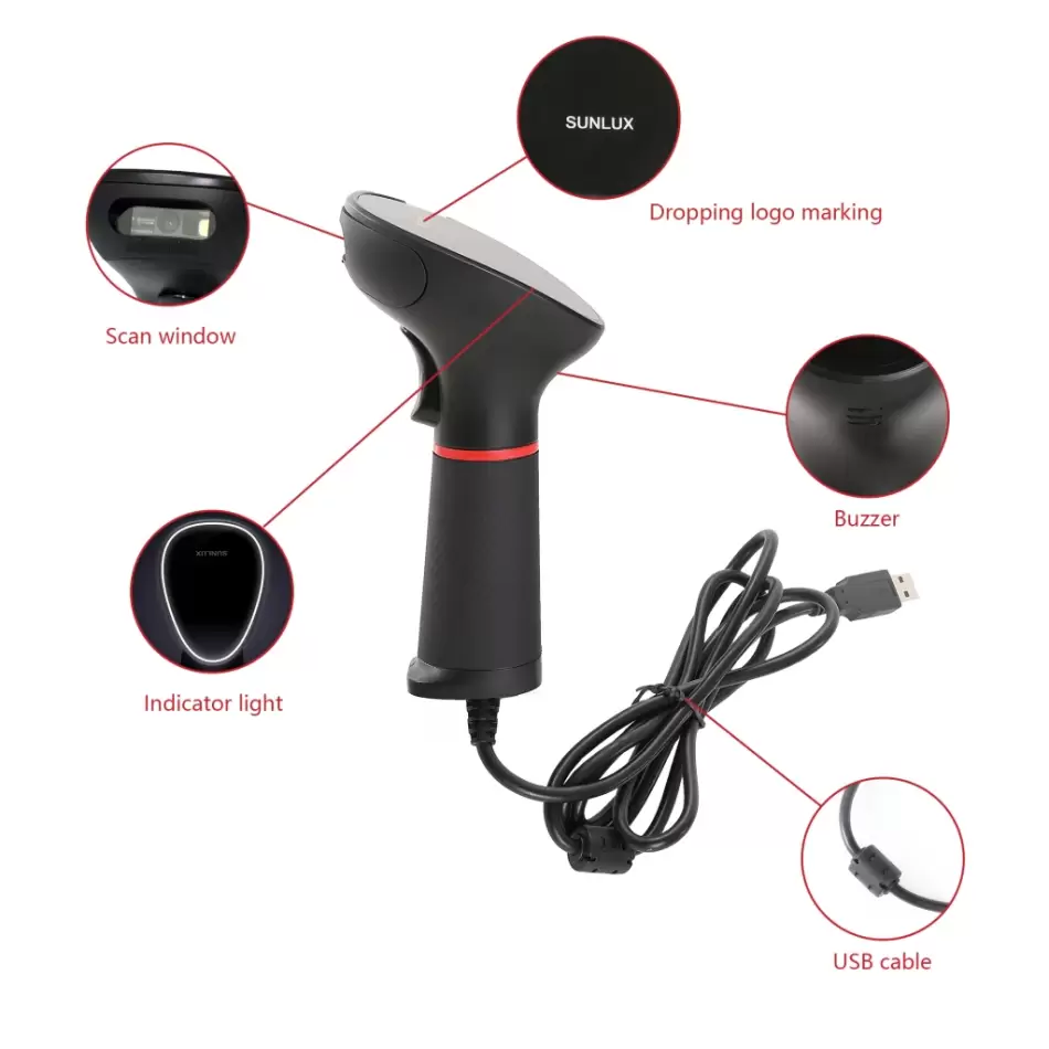 Sunlux Xl-3610, El Tipi, Cmos,  Usb Kablolu, 2d Karekod, Barkod Okuyucu (ayaklı)