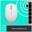 Logıtech 910-006867, M171 White, Usb Nano 2,4g Kablosuz, 1000dpi, Optik, 3 Tuşlu, 12ay Pil Ömrü, Mouse