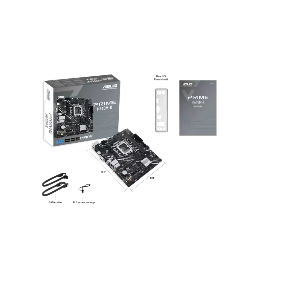 Asus Prıme H610m-k, 2xddr5, M.2, D-sub, Hdmı, 12-13.14.nesil, Lga1700 Soket, Anakart