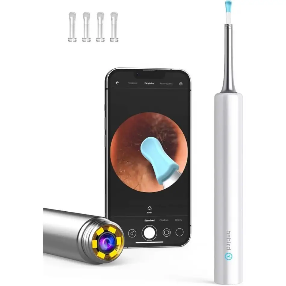 Bebırd T5 3mp Kamera 3.5mm Lens Şarjlı Wıfı Görüntülü Kulak Temizleyici Beyaz Renk