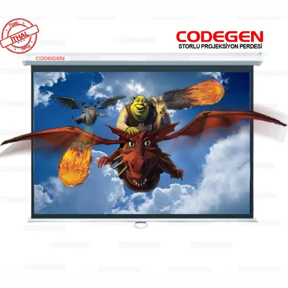 Codegen Ax-20 Storlu Projeksiyon Perdesi 200x200 (arkası Siyah Fonlu - Duvar/tavan Asılabilir)