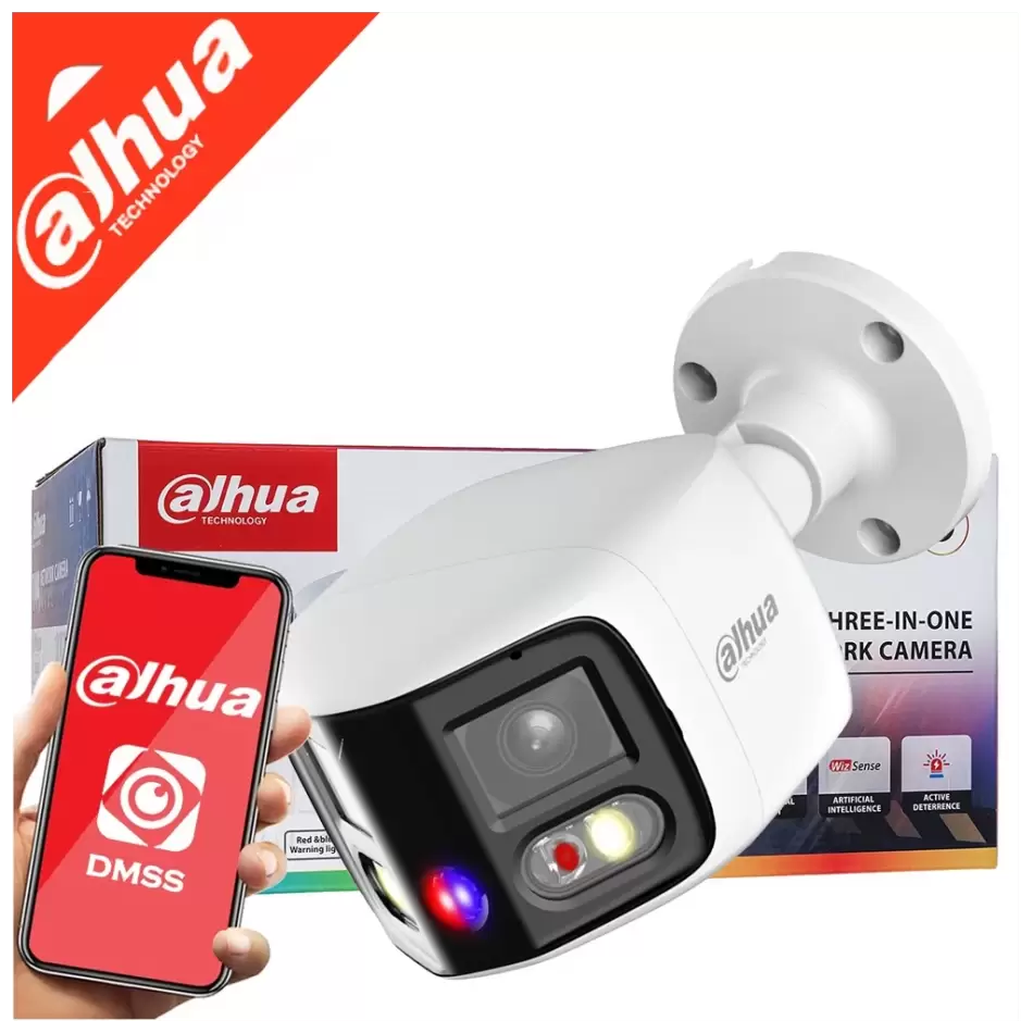 Dahua  Ipc-pfw3849s-a180-as-pv, 2x4mpix, 2,8mm Lens,h265+, 25mt Gece Görüşü, Ip67, Dahili Mikrofon, Tioc Duo Süper Geniş Açı Bullet Ip Kamera