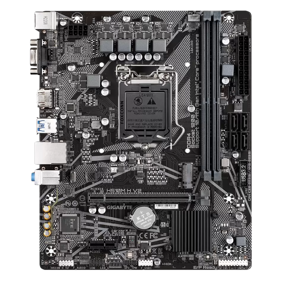 Gıgabyte H510m H V2, Rev.1.0, 3200mhz, 2xddr4, M.2, D-sub, Hdmı, 10-11.nesil, Lga1200 Soket, Anakart