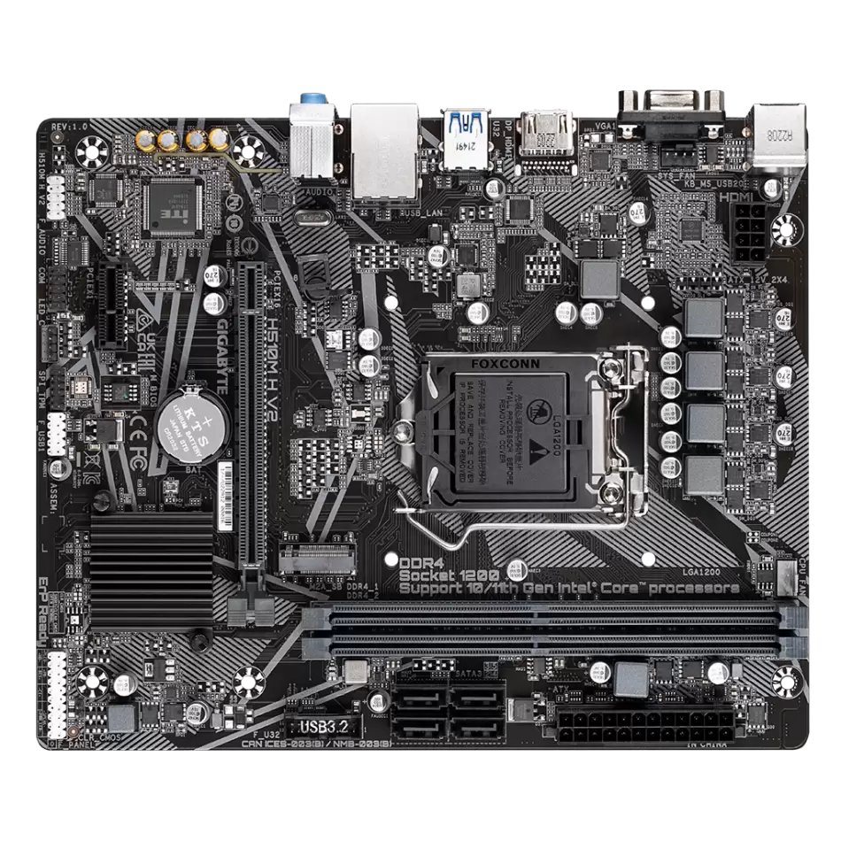 Gıgabyte H510m H V2, Rev.1.0, 3200mhz, 2xddr4, M.2, D-sub, Hdmı, 10-11.nesil, Lga1200 Soket, Anakart
