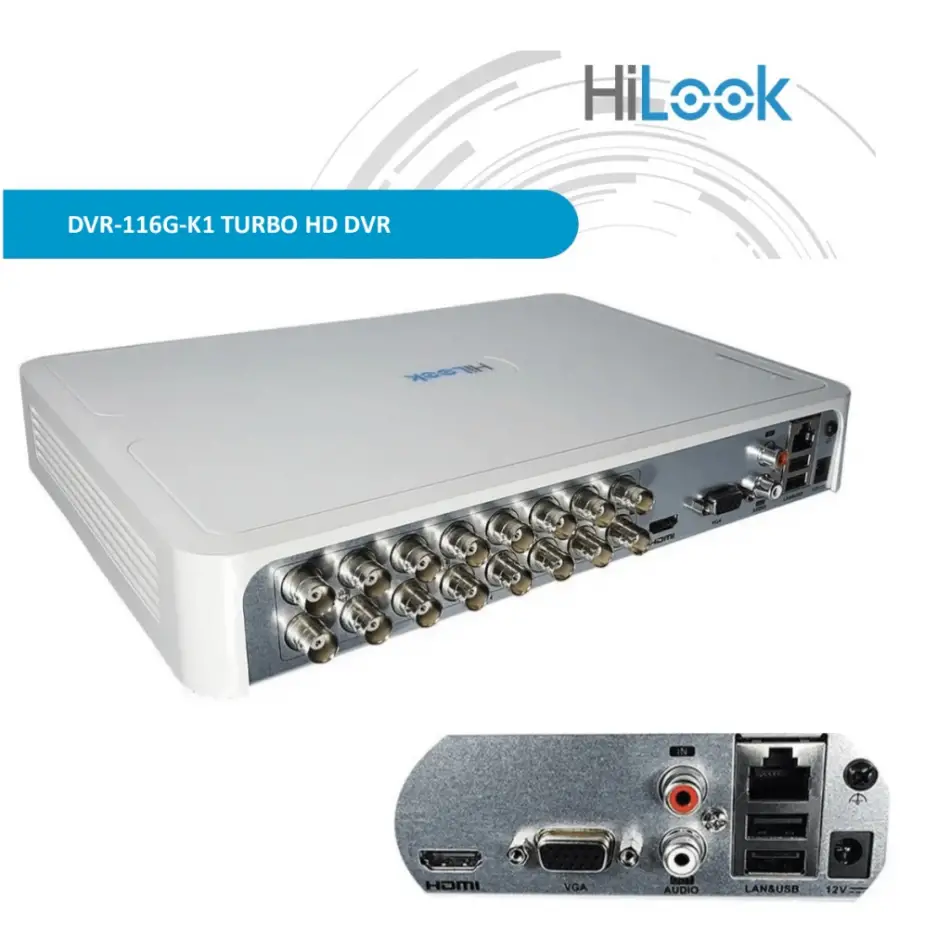 Hılook Dvr-116g-k1, 16kanal, 2mpix, H265 Pro+, 1 Hdd Desteği, 5in1 Dvr Cihazı