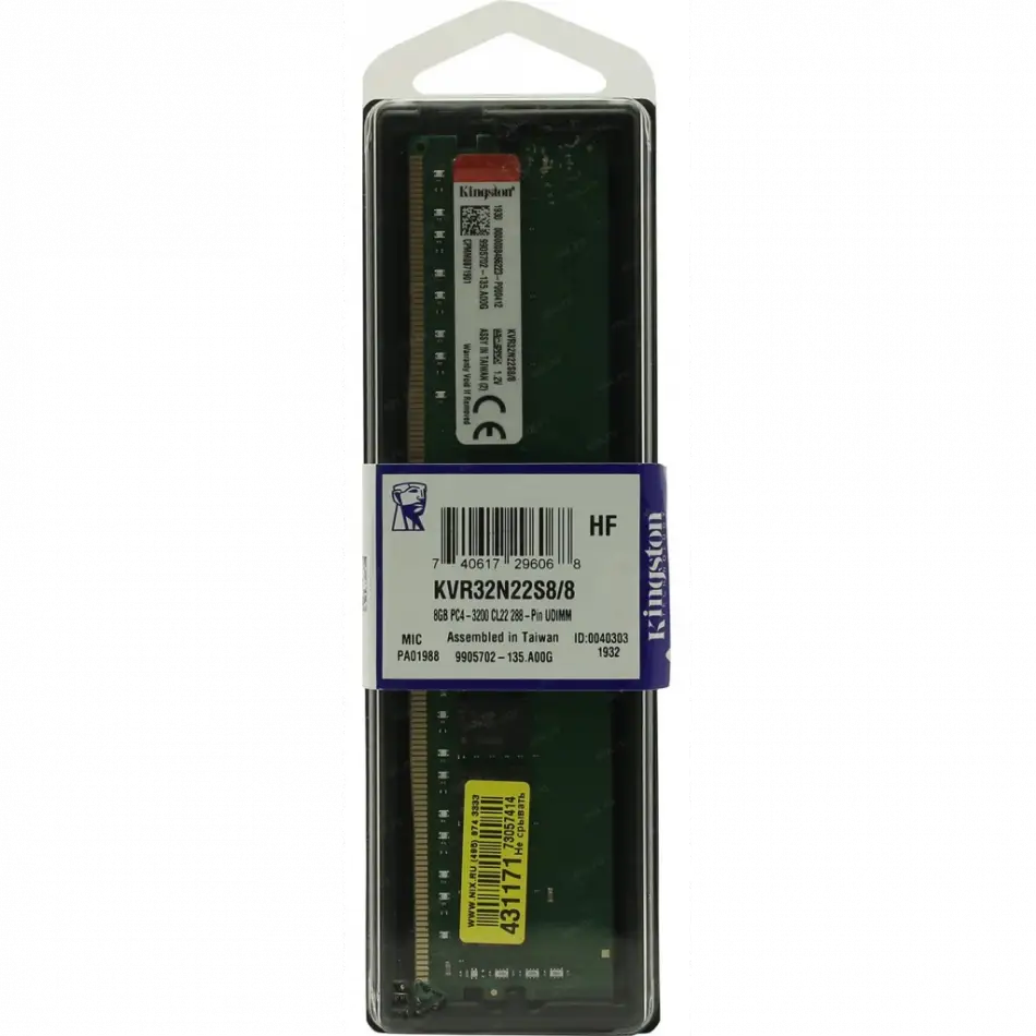 Kıngston Kvr32n22s8/8, 8gb, 3200mhz, Ddr4, Cl22, Desktop Ram