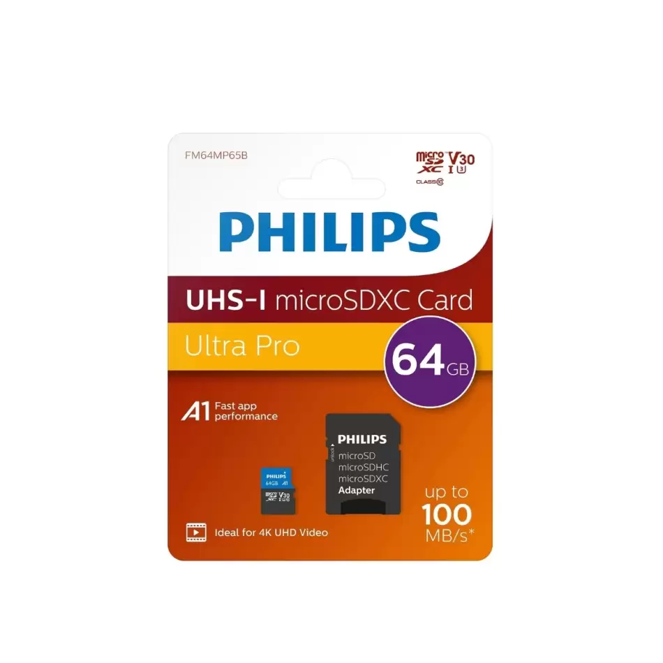 Phılıps 64gb Mıcro Sdxc 100 Mb/s C10 Fm64mp65b/00