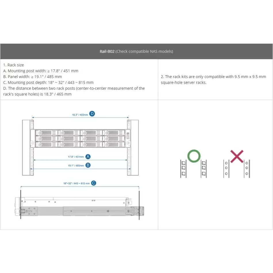 Qnap Raıl-b02 Rack Tipi Model İçin Ray Takımı (resmi Distribütör Garantili)