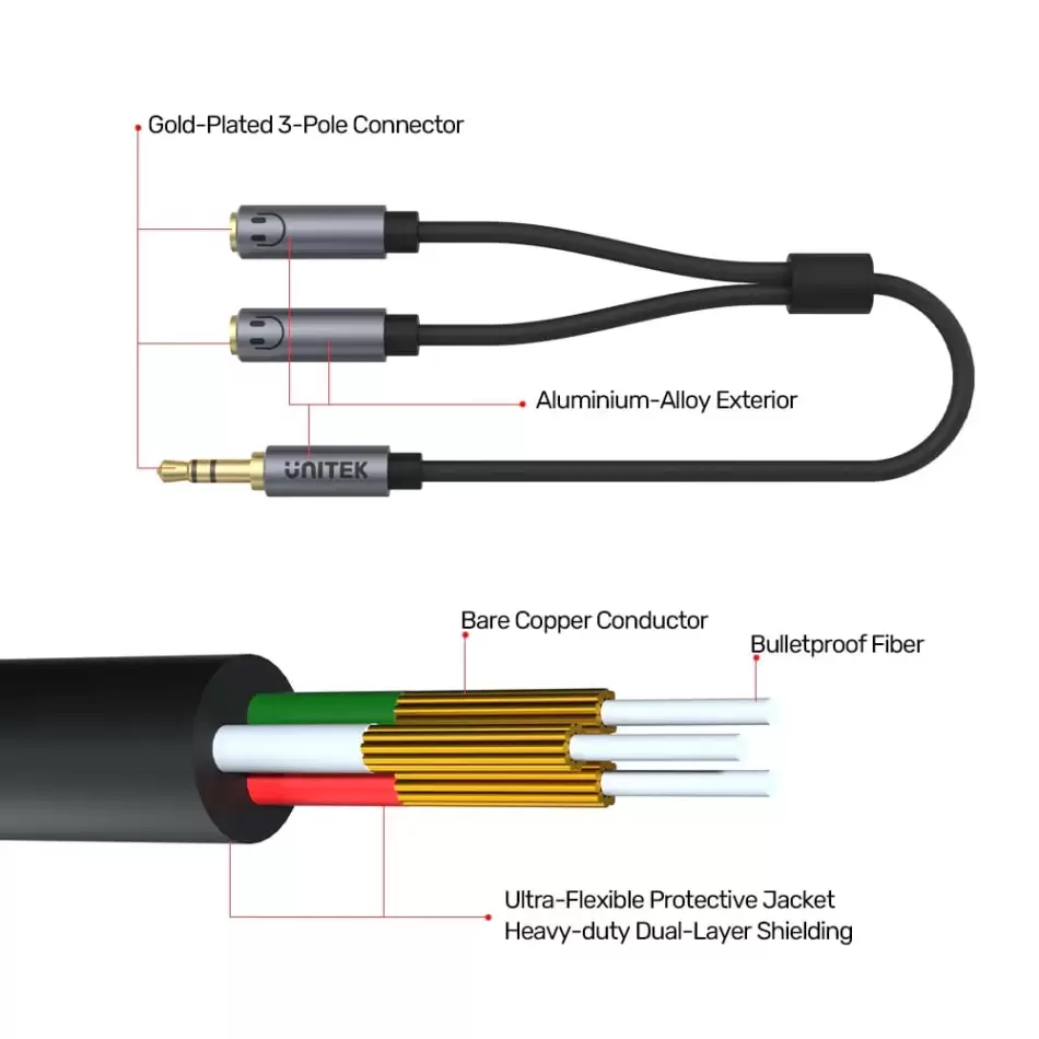 Unıtek 3.5mm Aux Çoklayıcı Y Kablo (y-c956abk)