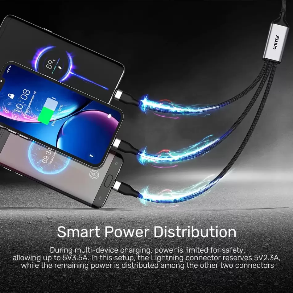 Unıtek Type-c 3in1 Şarj 1.5mt 20w (c14101bk-1.5m)