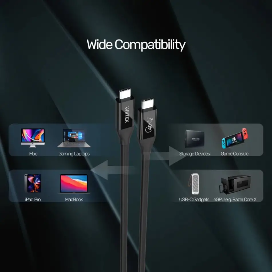 Unıtek Usb4 Thunderbolt Kablo 0.8mt(c14100bk-0.8m)