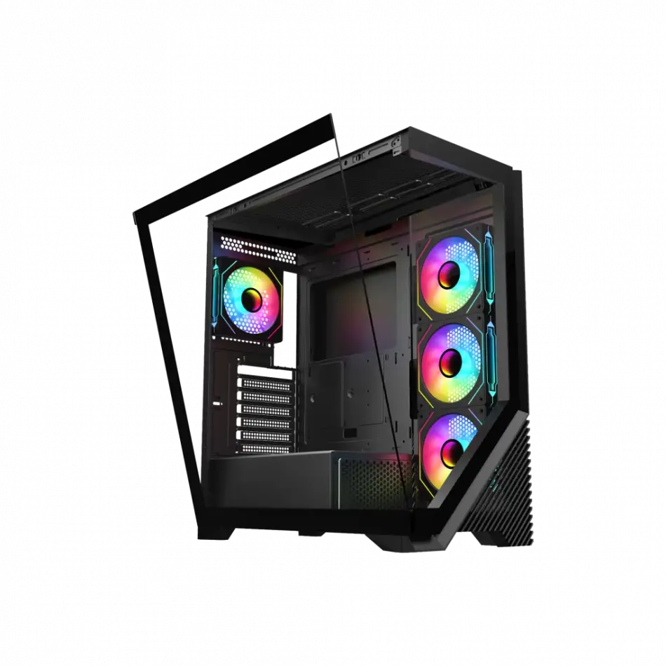 Vento Vg4202fl Mid Tower, 750w 80+ Siyah, Temperli Cam, Rgb, Atx Gamıng Kasa