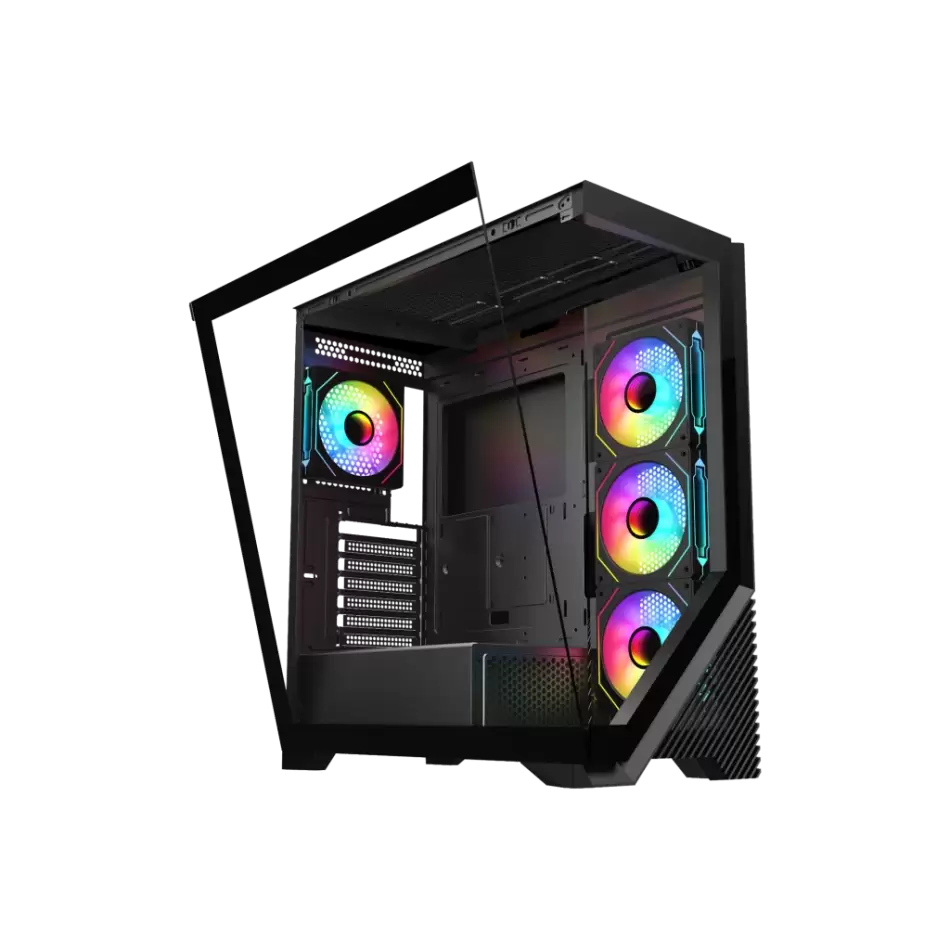 Vento Vg4202fl Mid Tower, 850w 80+ Siyah, Temperli Cam, Rgb, Atx Gamıng Kasa