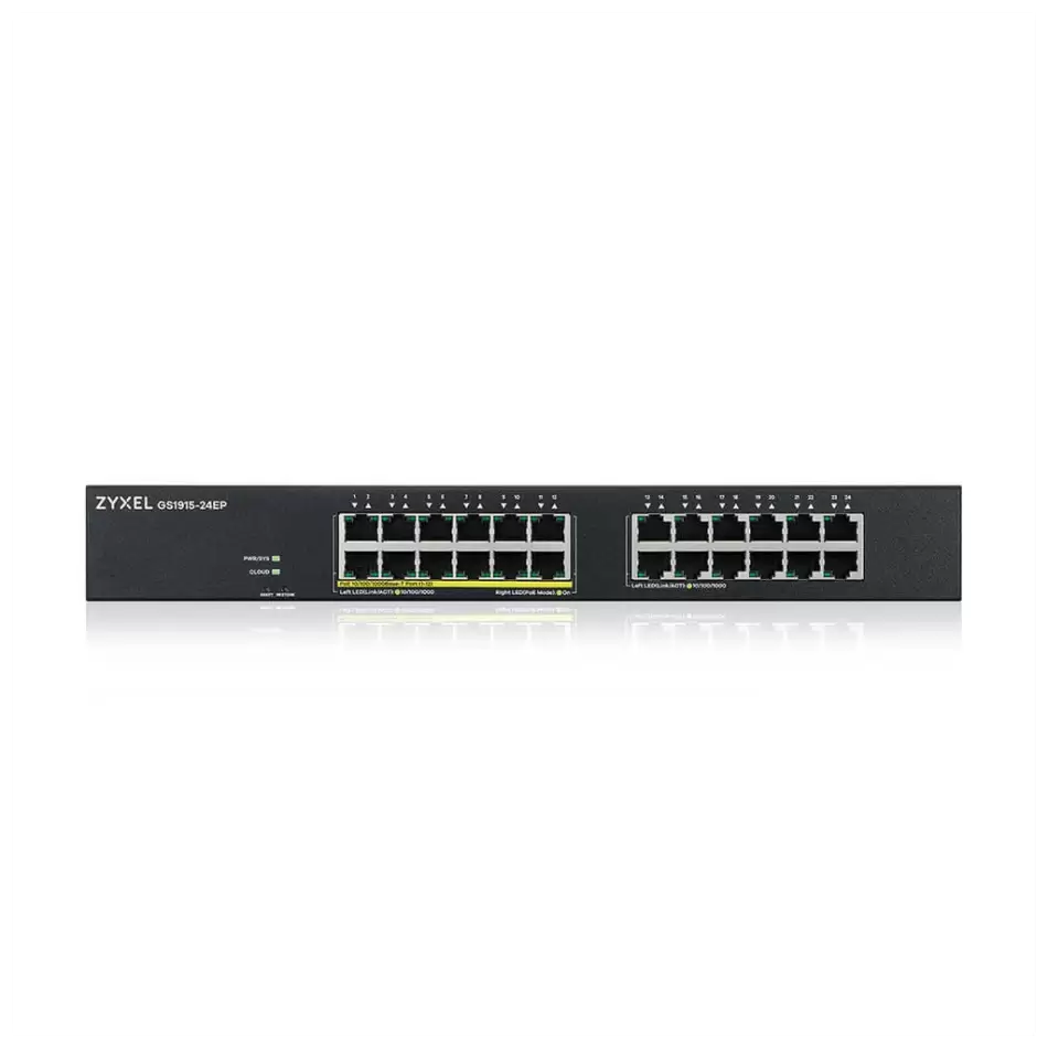 Zyxel Gs1915-24ep, 24 Port, Gigabit, 12 Port Poe, Yönetilebilir, Sessiz, Masaüstü Switch