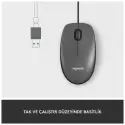 Logıtech 910-006652, M100 Siyah, Usb Kablolu, 1000dpi, Optik, 3 Tuşlu, Mouse