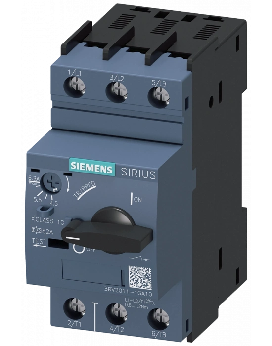 Siemens 3RV2011-1GA10 4.5-6.3A Motor Koruma Şalteri S00