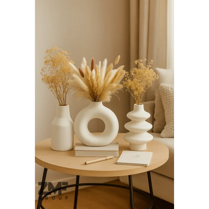 3lü Bohem Twist Konik Halka Vazo Seti Hediyelik Dekoratif Eşya