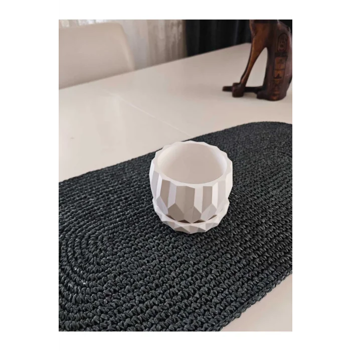 Geometrik Tasarım Sukulent Saksı ve Alt Tabağı