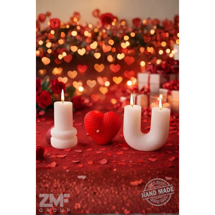 I Love You Sevgililer Günü Özel Dekoratif Japon Kiraz Çiçeği Kokulu Mum