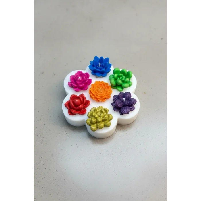 Mini Kaktüs 7li Silikon Mum Sabun & Taştozu Kalıbı