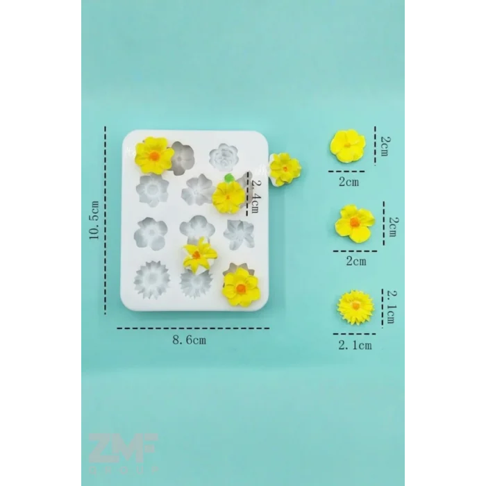 11li Çiçek Silikon Kalıp Mum, Sabun, Beton, Epoki İçin