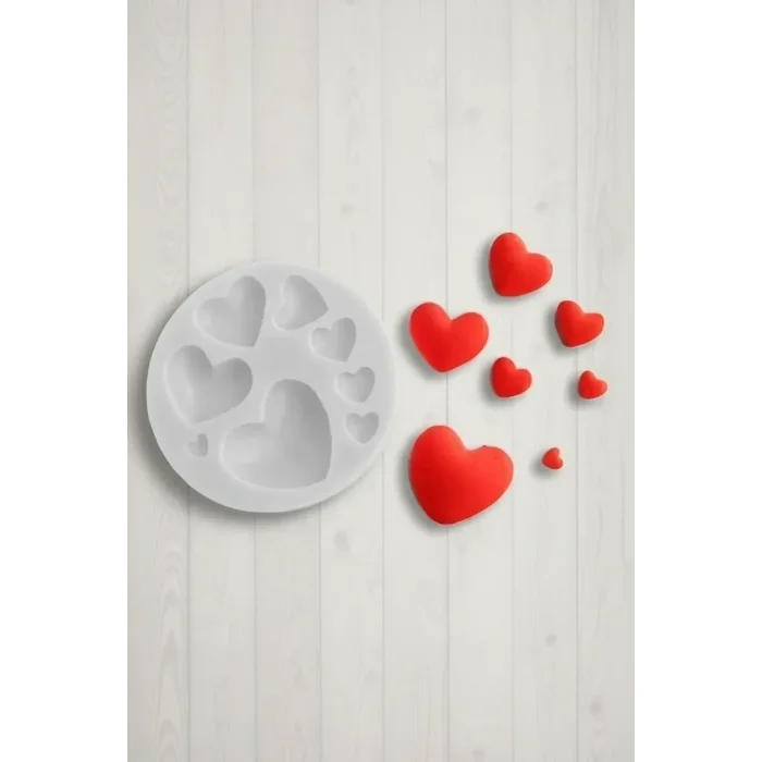 8li Kalp Silikon Kalıp Seti, Mum Taştozu Epoksi