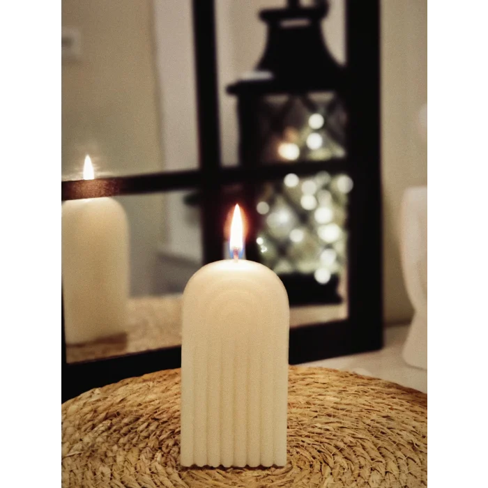 Bebek Pudrası Kokulu Dekoratif Gök Kuşağı Mum 12cmx6,5cm