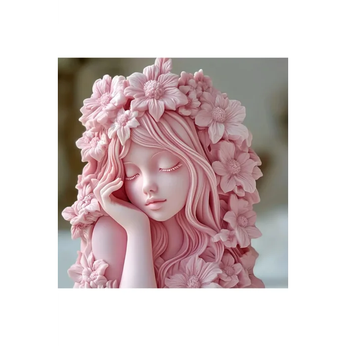 Çiçekli Kız Mum, Kokulu Taş & Sabun Silikon Kalıp