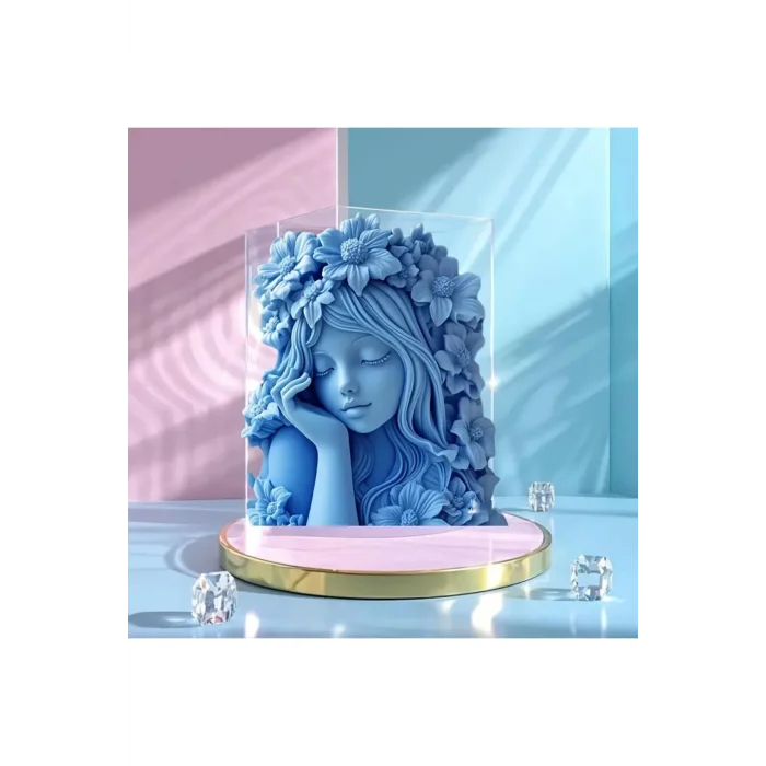 Çiçekli Kız Mum, Kokulu Taş & Sabun Silikon Kalıp