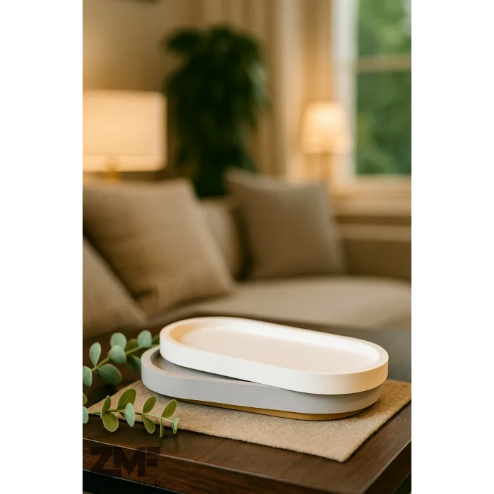 Çok Amaçlı Beyaz Beton Tepsi