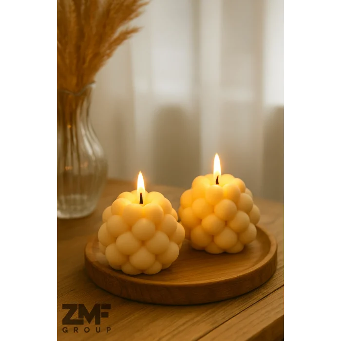 Dekoratif 2li Kokulu Top Bubble Mum Minimal Pinterest Tasarım 5cm