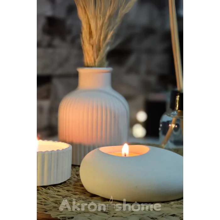 Dekoratif 4lü Set Vazo, Vanilya Kokulu Mum, Oda kokusu, Tealight Mum Ve Mumluk