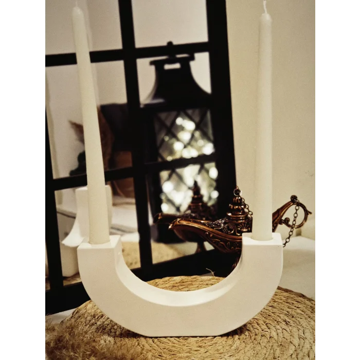 Dekoratif U Şeklinde Şamdan Mumluk 10cmx21cm (Mumlar Dahil Değildir)