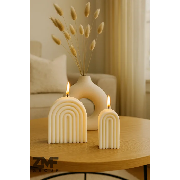 Gökkuşağı Desenli Dekoratif 2li Set Mum