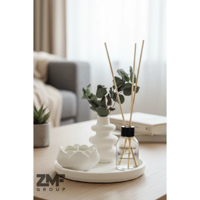 Hediyelik Tepside Twist Vazo Bebek Pudrası Kokulu Lotus Mum ve Oda Kokusu