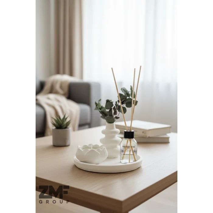 Hediyelik Tepside Twist Vazo Bebek Pudrası Kokulu Lotus Mum ve Oda Kokusu