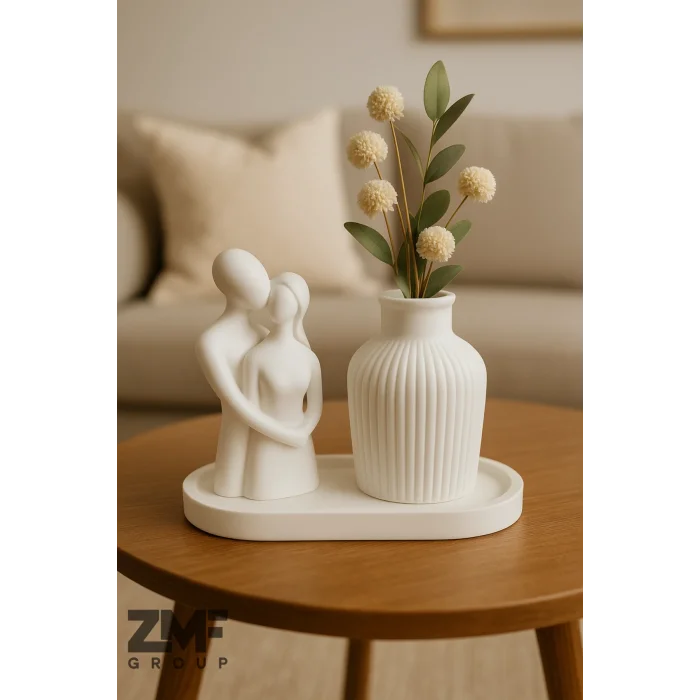 İskandinav Dekoratif Pampas Vazo Ve Biblo Seti