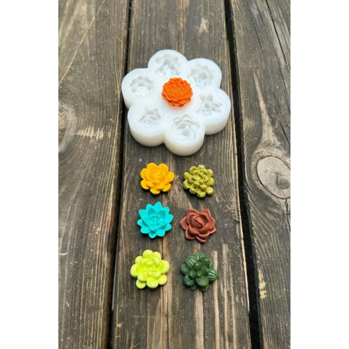 Mini Kaktüs 7li Silikon Mum Sabun & Taştozu Kalıbı