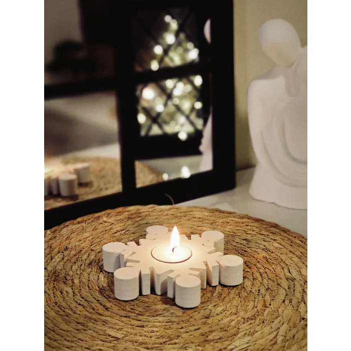 Kar Tanesi Tealight Mumluk ve Mum