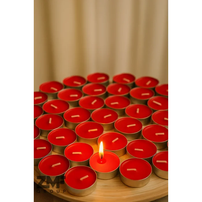 Kırmızı Tealight 50li Mum Parti, Sevgililer Günü Ve Özel Günler İçin Uygun 3 Saat Yanar 35mm Çap
