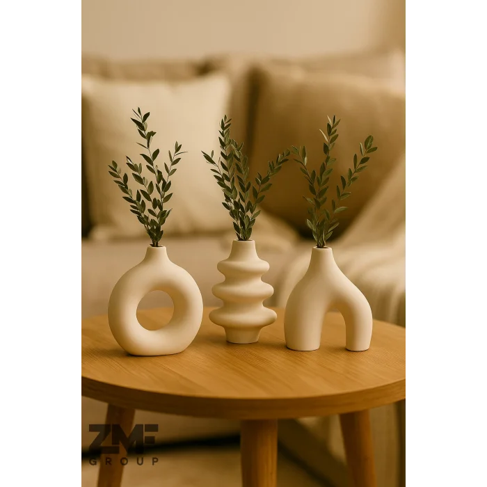 Minimal 3’lü Dekoratif Vazo Set,biblo,minyatür