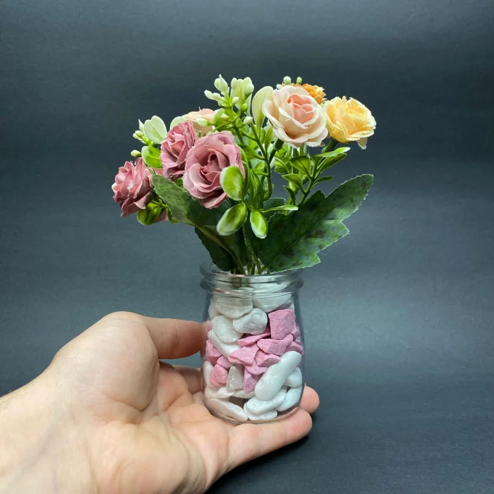 Minimal Cam Vazo Şeffaf 5,76 X 7,92 cm Çiçek ve Taşlar Dahil Değildir