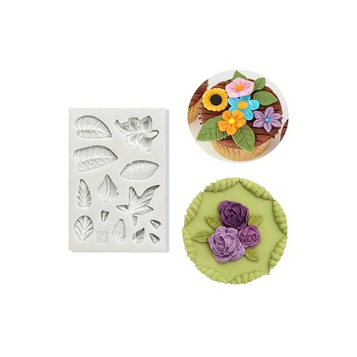 Mini Yapraklar Orman Temalı Silikon Kalıp 13 Minik Yaprak