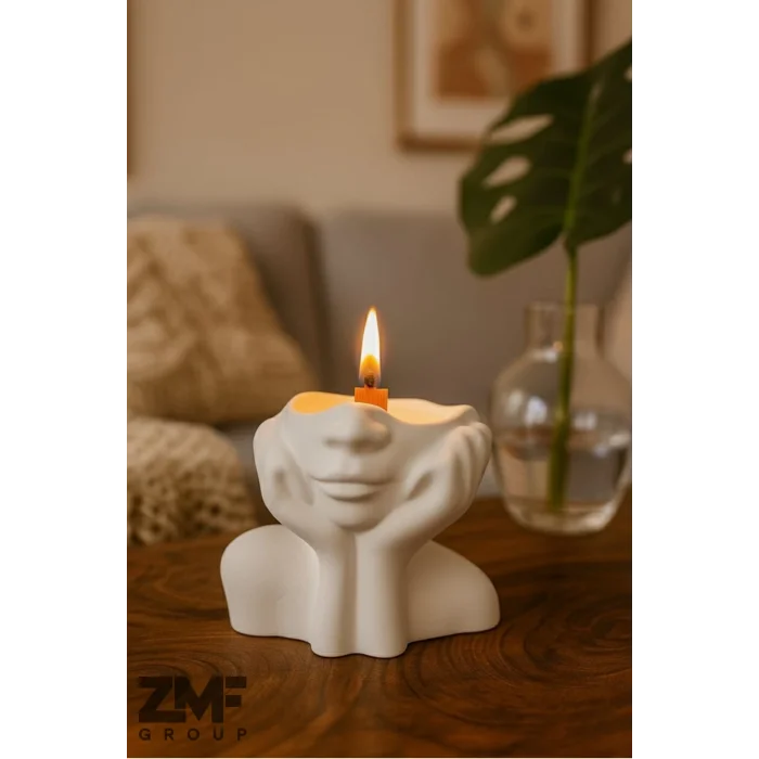 Soyut Kadın Figürü Dekoratif Ahşap Fitilli Mum